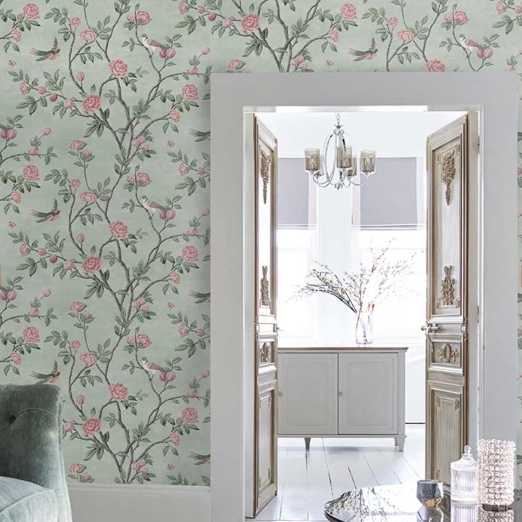 ローラアシュレイ UK製壁紙ハニーサックルトレイル/ホワイト新品1本から